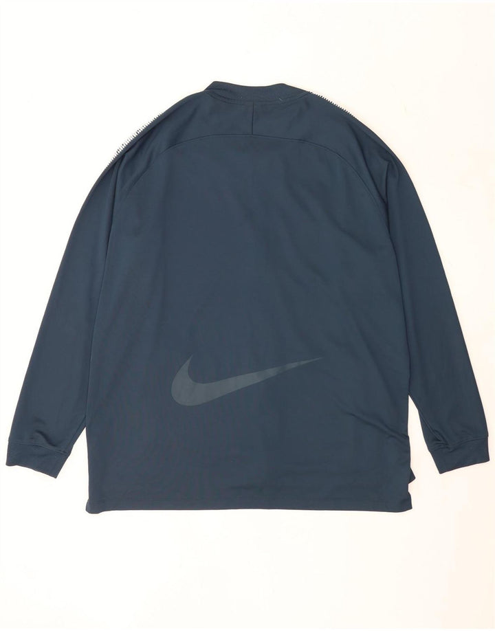 Nike Mens Dri Fit Graphic Tracksuit Top Jacket 2XL Navy Blue Colourblock