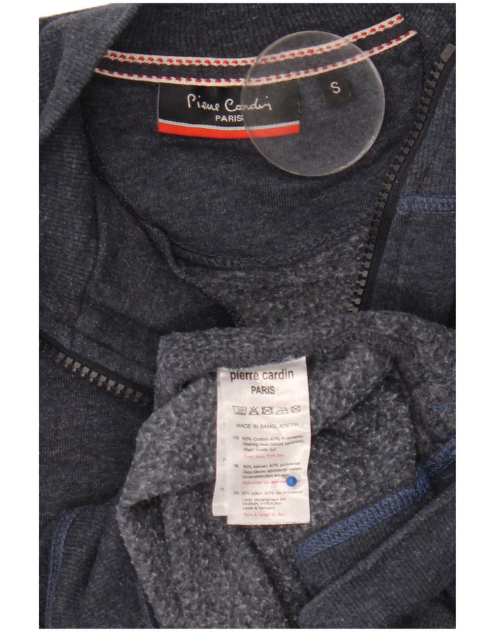 Pierre Cardin Mens Zip Neck Sweatshirt Jumper Small Navy Blue Cotton