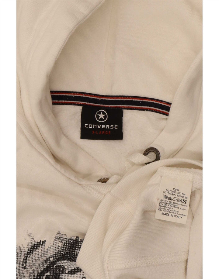 Converse Mens Graphic Hoodie Jumper XL White Cotton