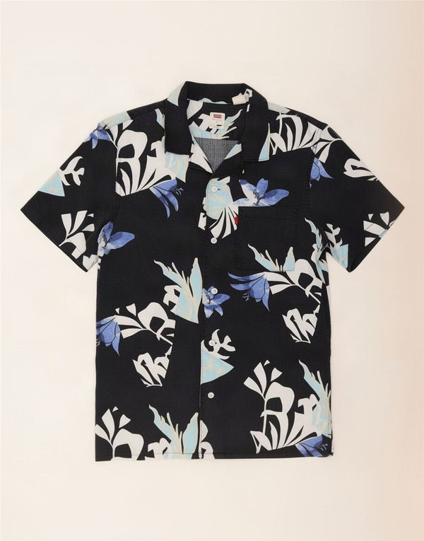 Levi's Mens Relaxed Short Sleeve Shirt Small Black Floral Lycra