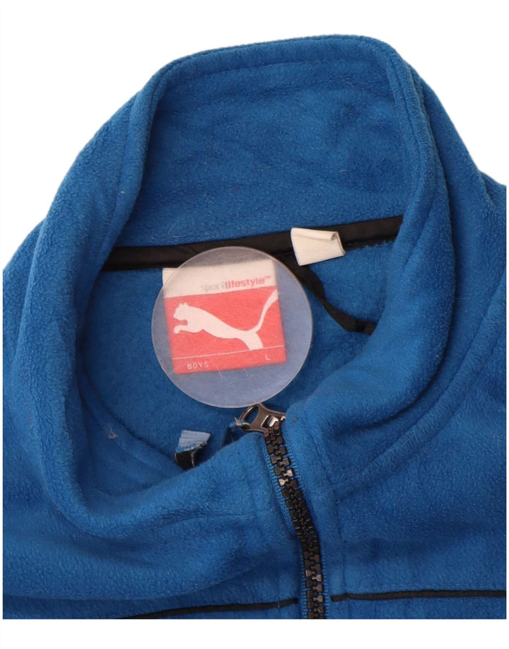 PUMA Boys Fleece Jacket 12-13 Years Large Blue Polyester