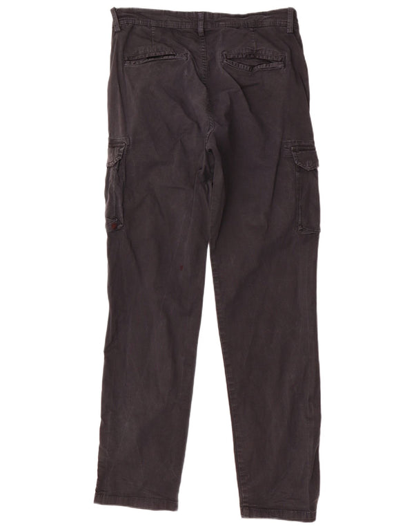 Gas Mens Straight Cargo Trousers Large W34 L32 Black Cotton