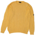 Navigare Mens Crew Neck Jumper Sweater Medium Yellow Cotton