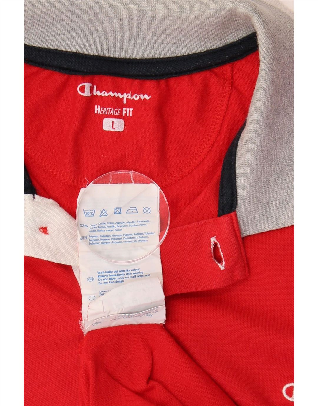 CHAMPION Mens Heritage Fit Polo Shirt Large Red Cotton Vintage Champion and Second-Hand Champion from Messina Hembry 