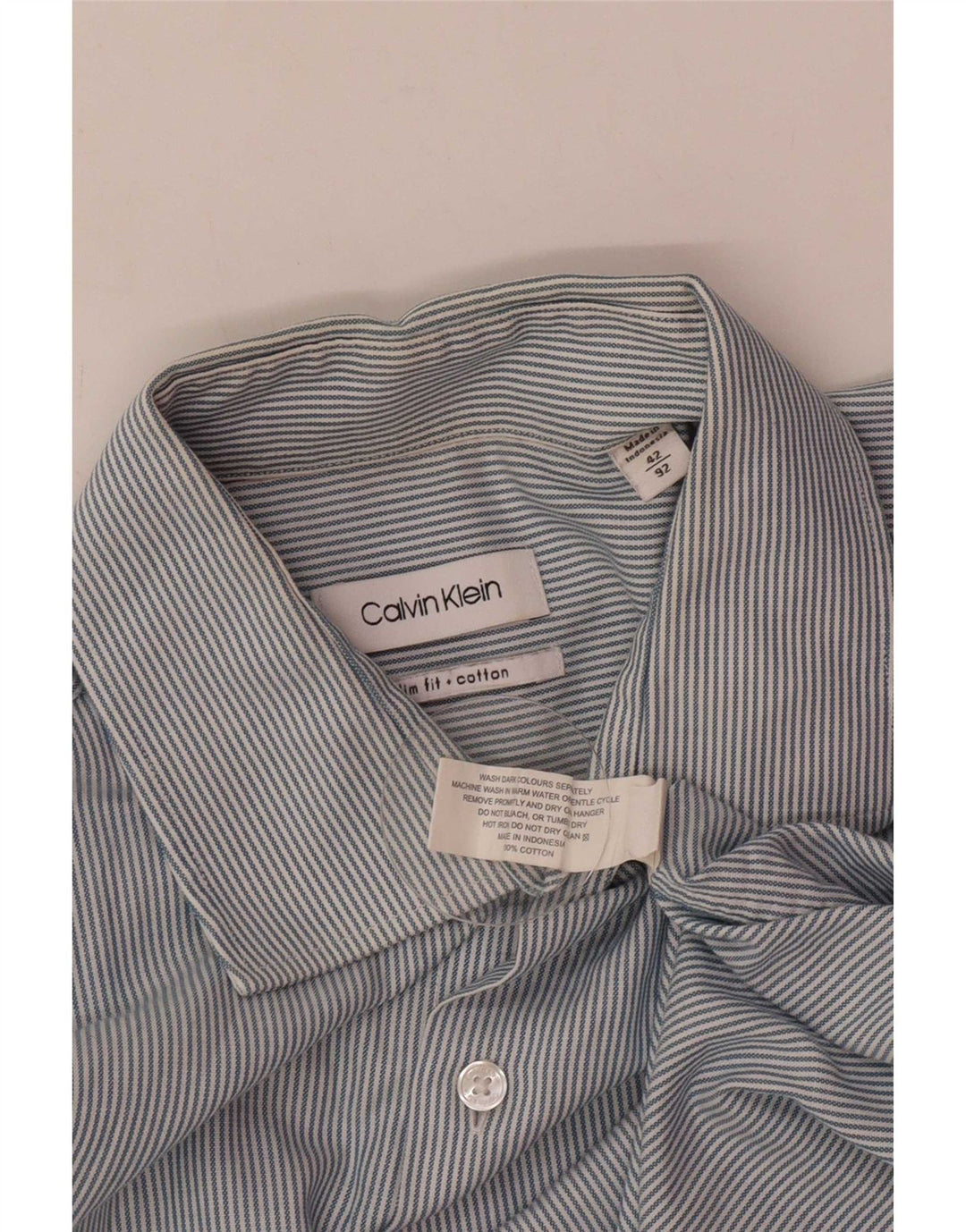 Calvin Klein Mens Shirt Medium Blue Pinstripe Cotton