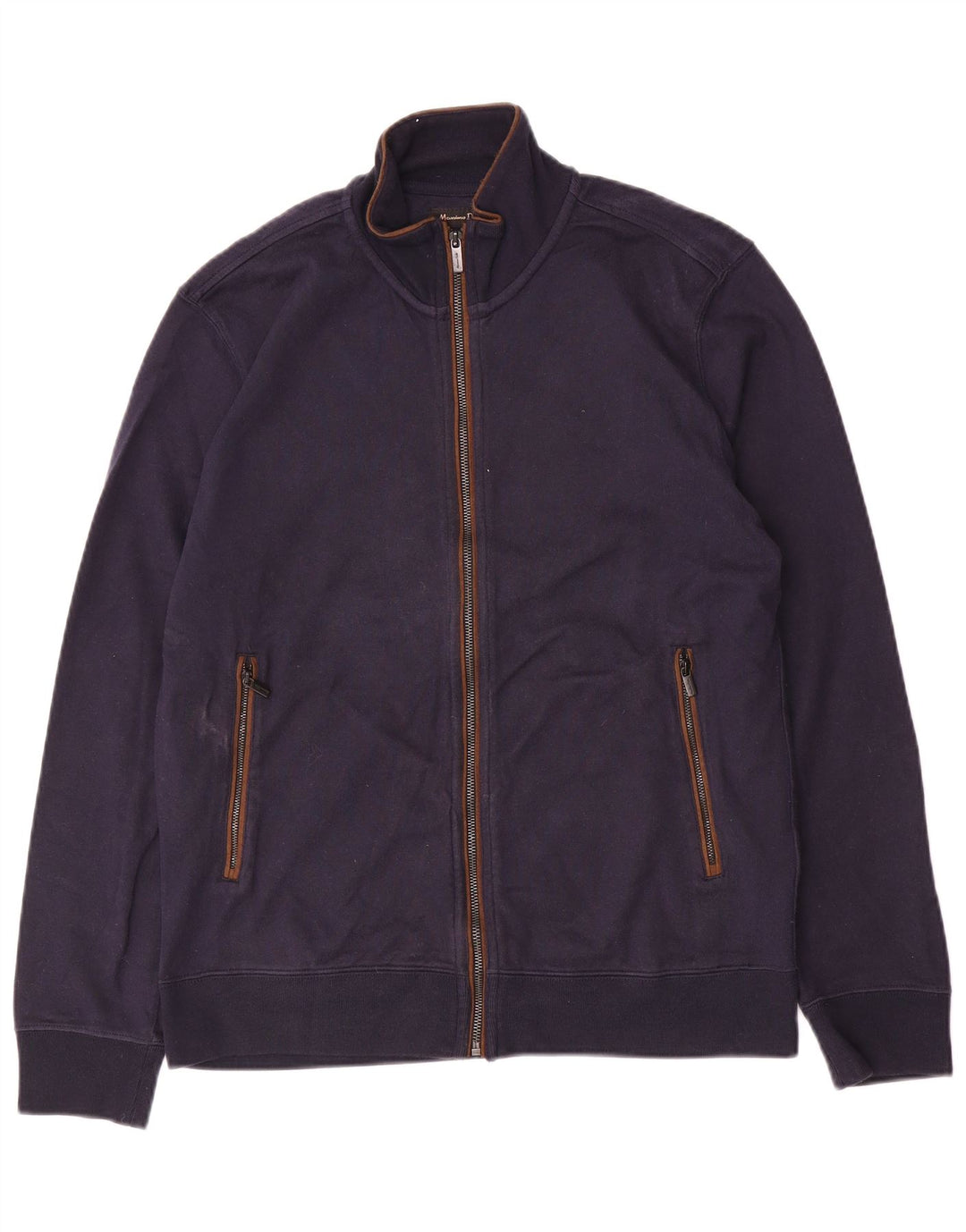 Massimo Dutti Mens Regular Fit Tracksuit Top Jacket Large Navy Blue Cotton