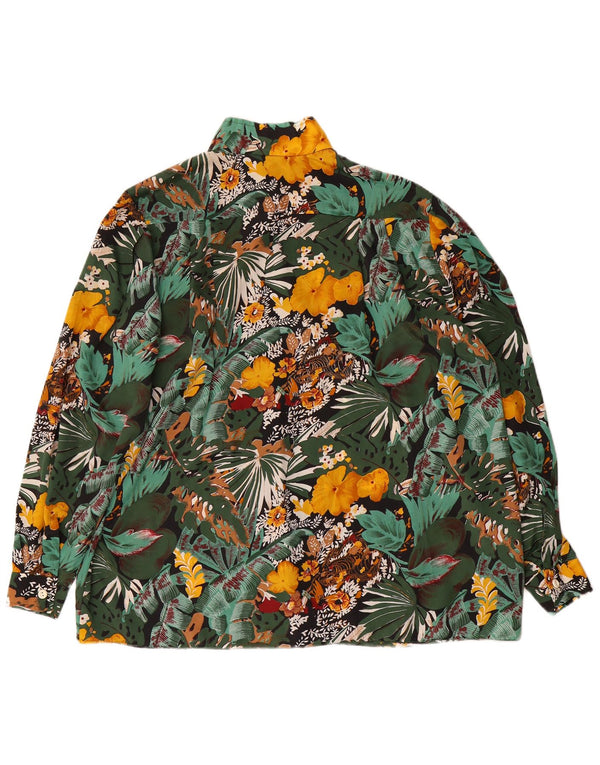 Vintage Womens Long Sleeve Shirt UK 22 3XL Green Floral