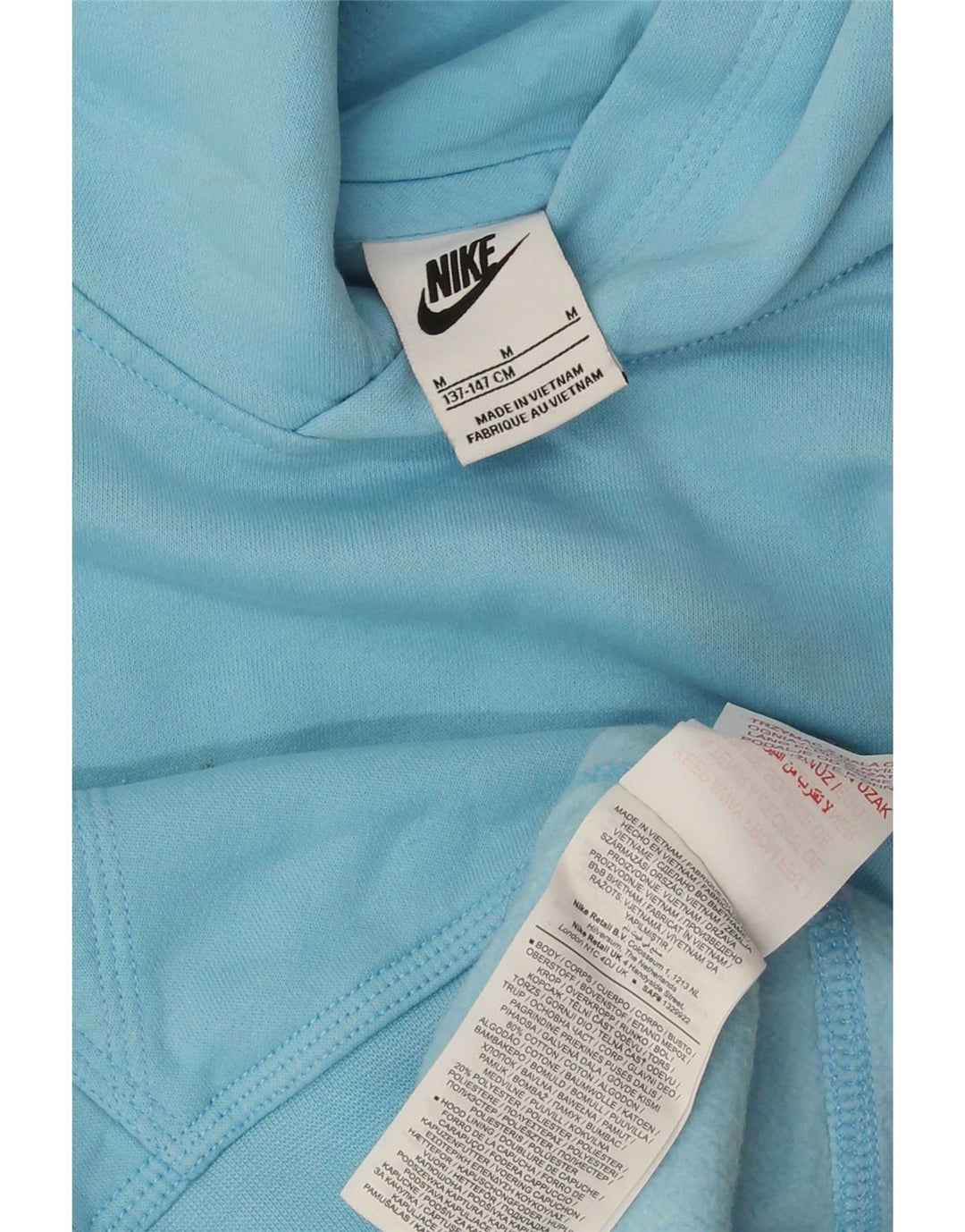 Nike Boys Graphic Hoodie Jumper 10-11 Years Medium Blue Cotton