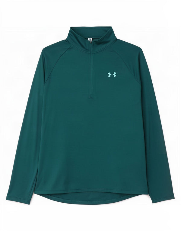 Under Armour Mens Zip Neck Top Long Sleeve Large Green