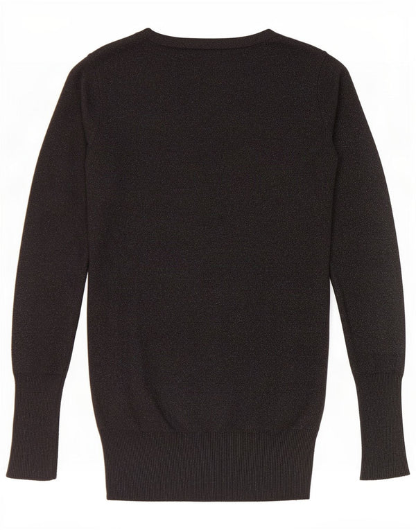 Zara Womens Boat Neck Jumper Sweater UK 10 Small Black Flecked Rayon