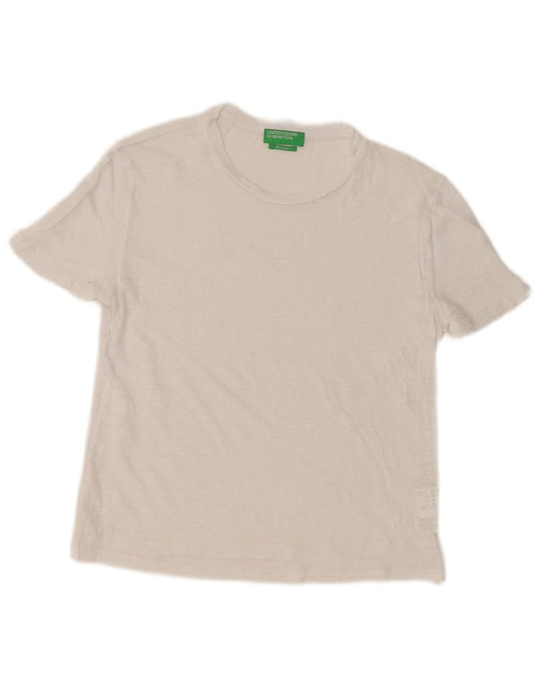 Benetton Womens T-Shirt Top UK 6 XS White Linen