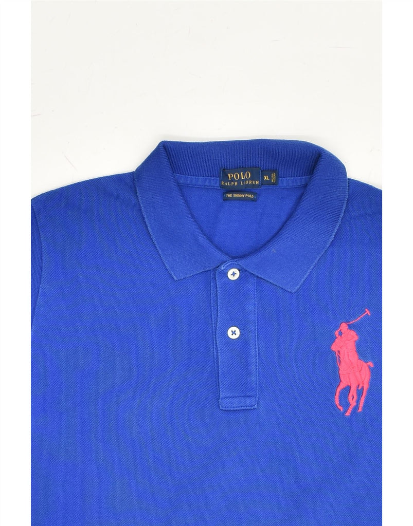 POLO RALPH LAUREN Womens The Skinny Polo Skinny Polo Shirt UK 18 XL Blue | Vintage Polo Ralph Lauren | Thrift | Second-Hand Polo Ralph Lauren | Used Clothing | Messina Hembry 