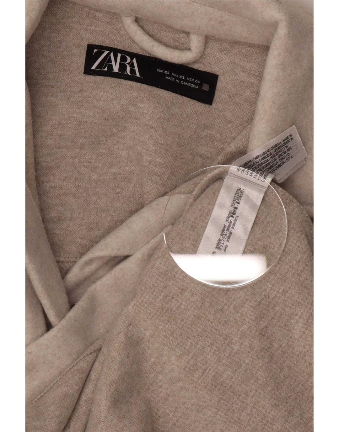 Zara Womens Overshirt Flannel Shirt UK 8 XS Beige Polyester