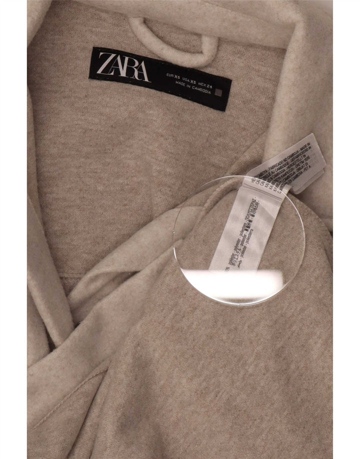 Zara Womens Overshirt Flannel Shirt UK 8 XS Beige Polyester
