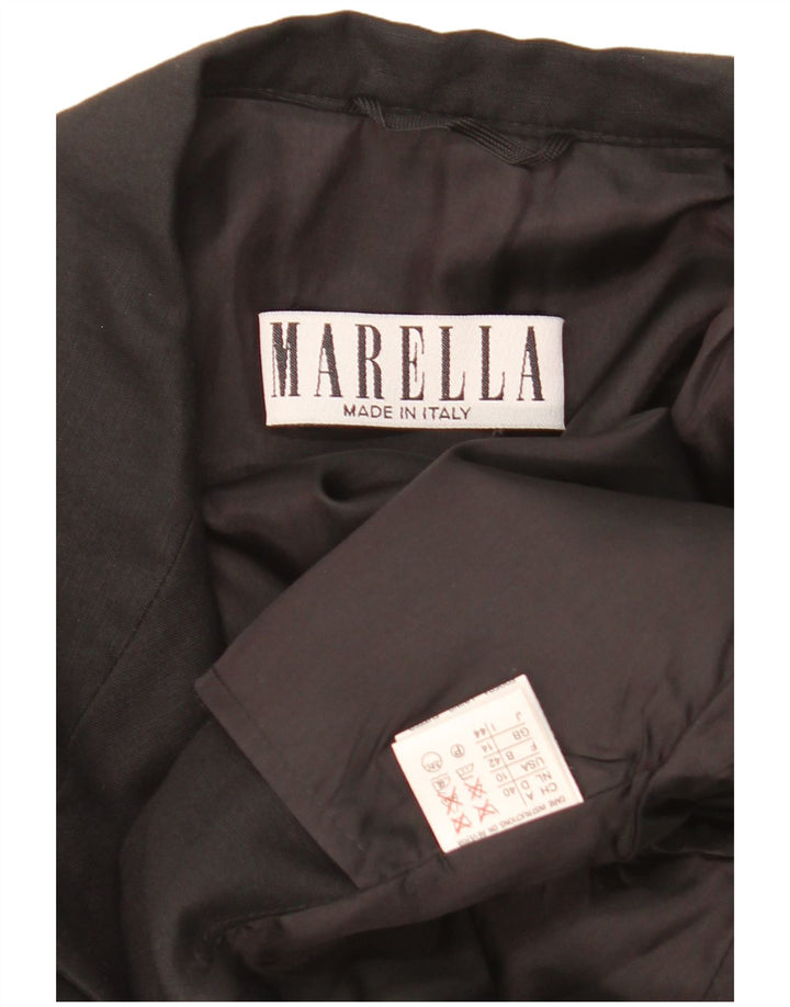 MARELLA Womens 2 Button Short Sleeve Blazer Jacket UK 14 Medium Black