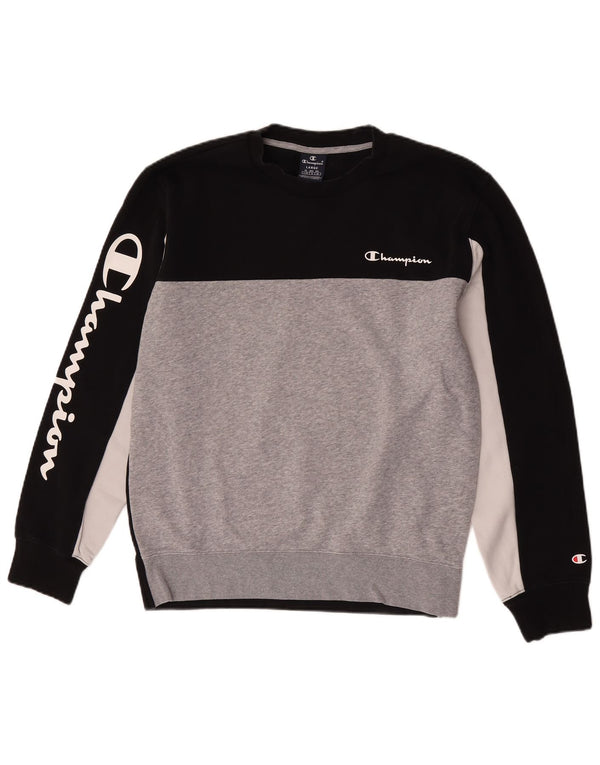 Champion Mens Graphic Sweatshirt Jumper Large Black Colourblock