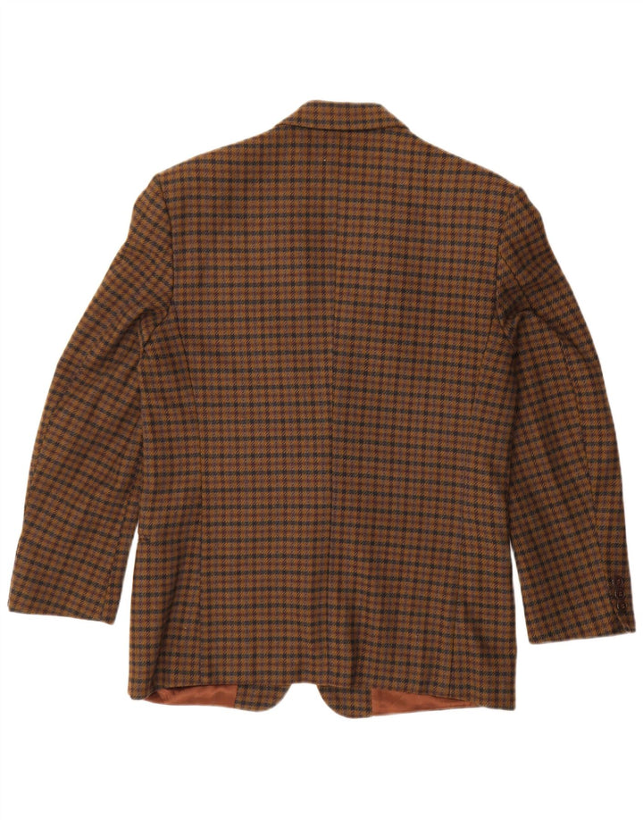Vintage Mens 2 Button Blazer Jacket IT 48 Medium Brown Check Virgin Wool