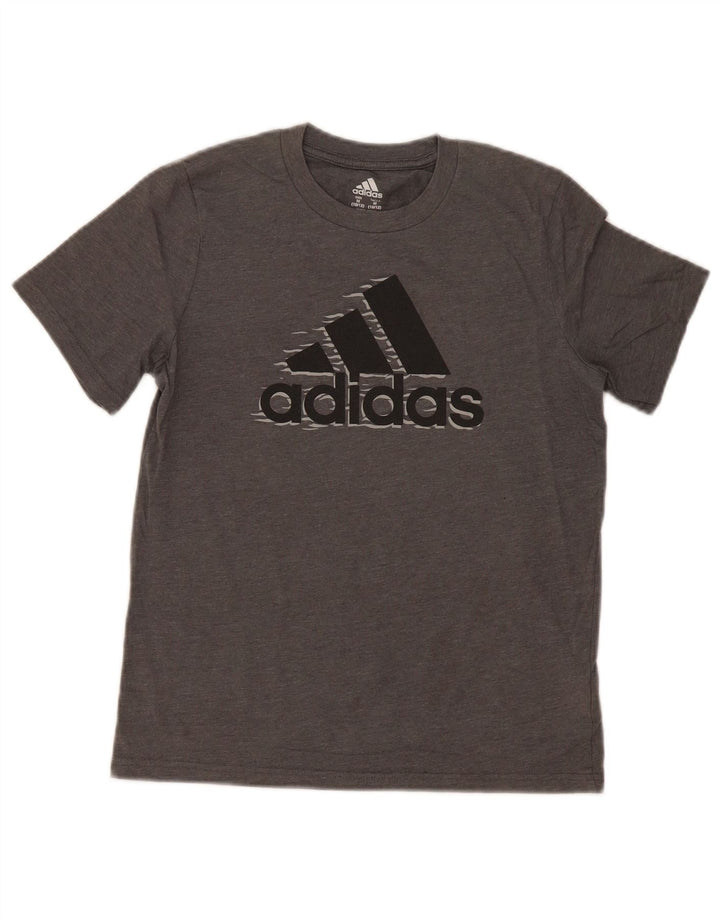 Adidas Boys Graphic T-Shirt Top 10-11 Years Medium Grey Cotton