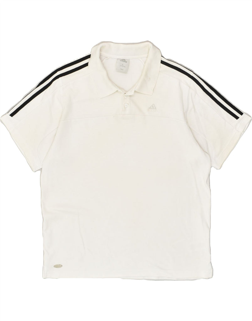 ADIDAS Mens Polo Shirt 2XL White | Vintage Adidas | Thrift | Second-Hand Adidas | Used Clothing | Messina Hembry 