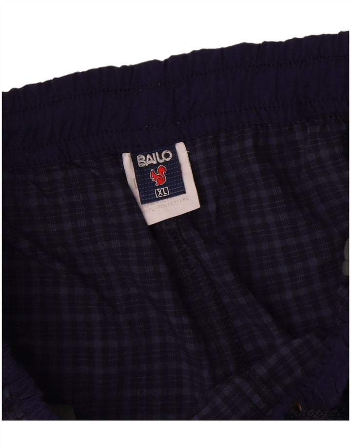 Bailo Mens Straight Cargo Trousers XL Navy Blue Check Polyamide