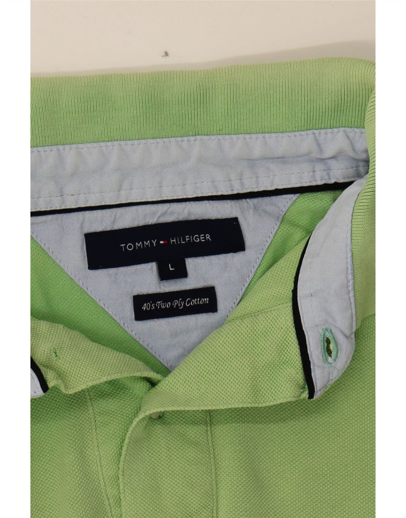 TOMMY HILFIGER Mens Polo Shirt Large Green Cotton Vintage Tommy Hilfiger and Second-Hand Tommy Hilfiger from Messina Hembry 