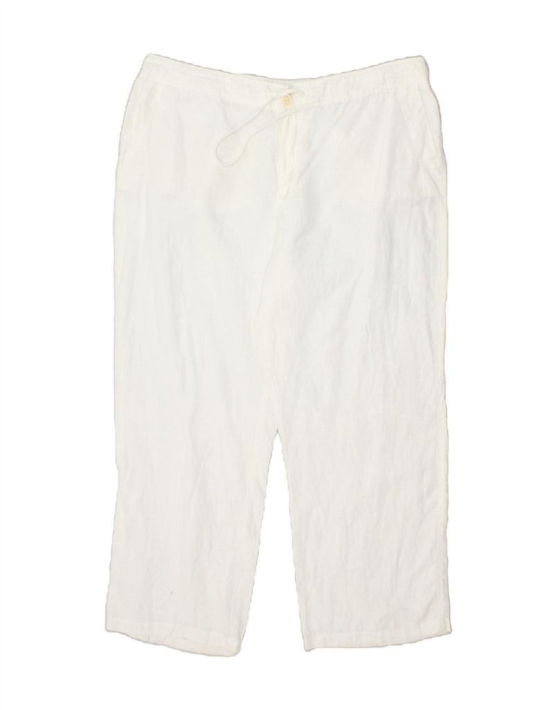 RALPH LAUREN Womens Wide Leg Casual Trousers W40 L32 White Linen | Vintage Ralph Lauren | Thrift | Second-Hand Ralph Lauren | Used Clothing | Messina Hembry 