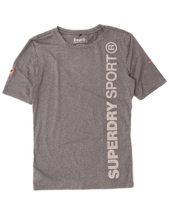 Superdry Womens Graphic T-Shirt Top UK 14 Large Grey Flecked Polyester