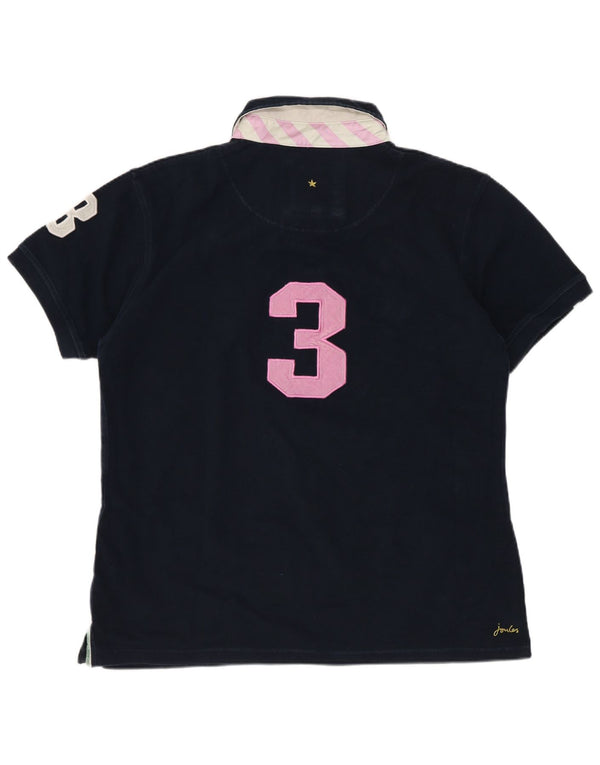 Joules Womens Graphic Polo Shirt UK 18 XL Navy Blue Cotton