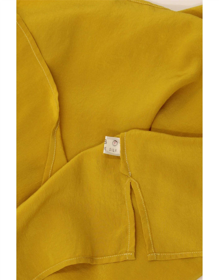 Vintage Womens Sleeveless Blouse Top UK 8 Small Yellow Silk