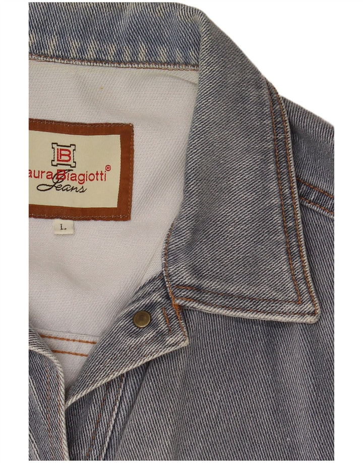 LAURA BIAGIOTTI Womens Denim Jacket UK 16 Large Blue