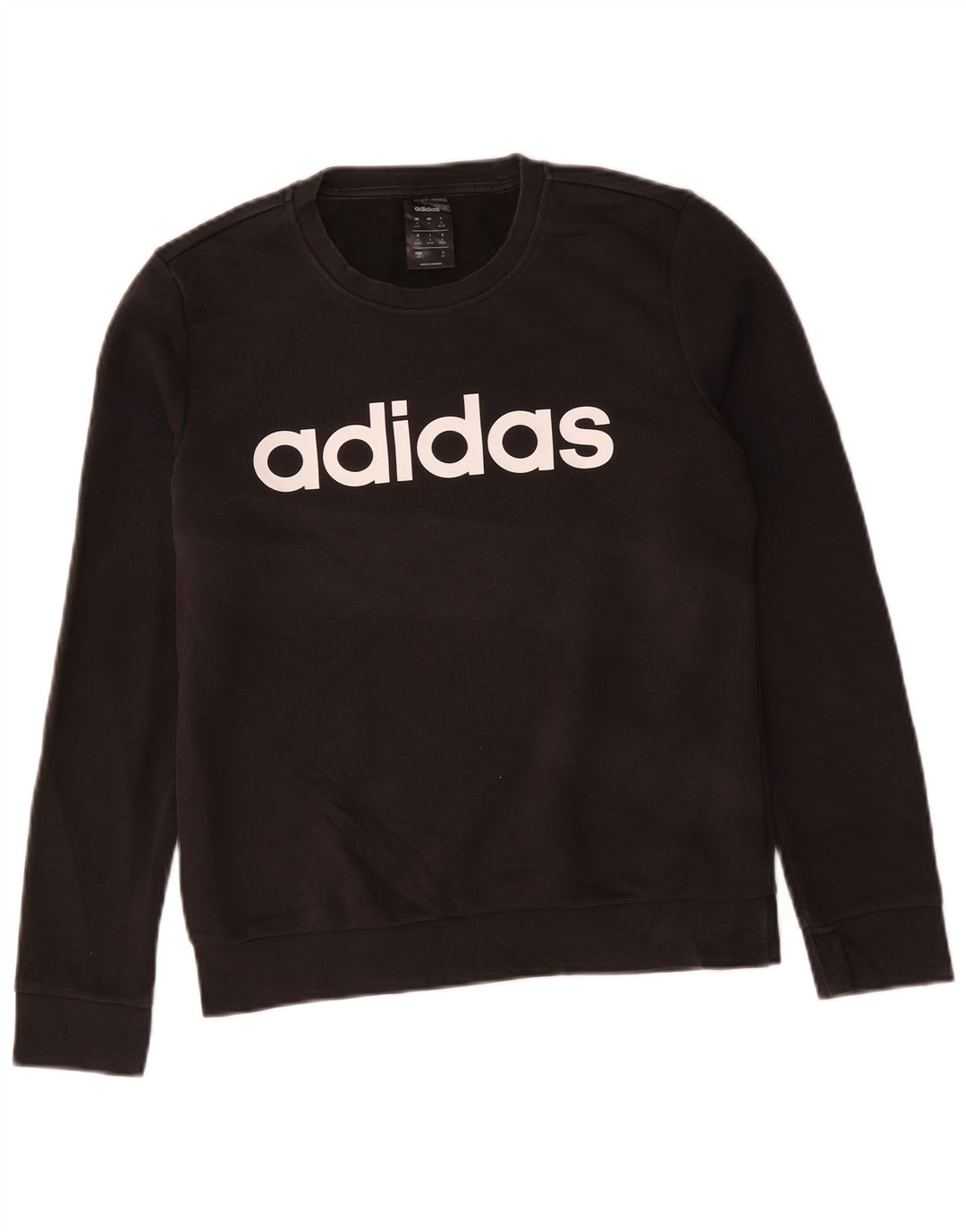 ADIDAS Womens Graphic Sweatshirt Jumper UK 8/10 Small Black Cotton