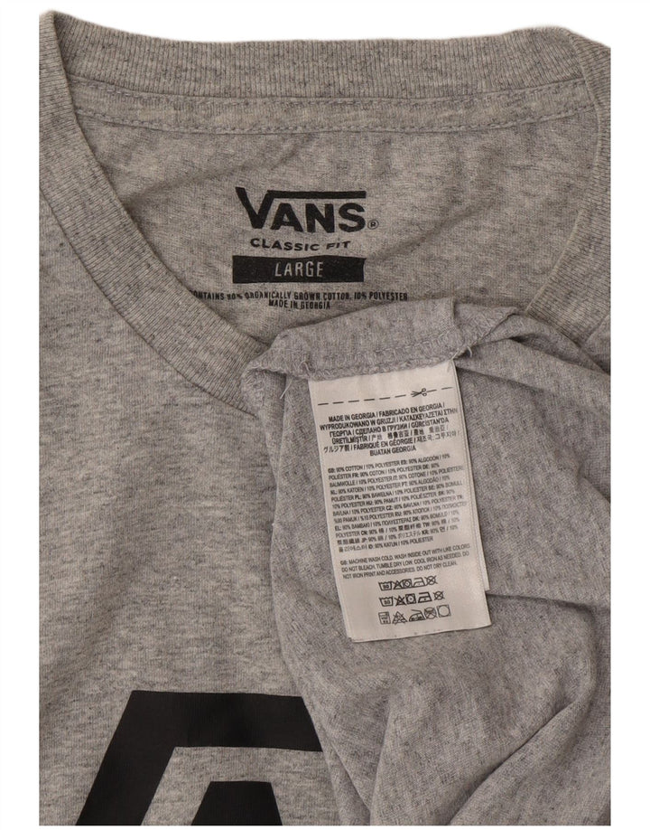 Vans Mens Classic Fit Graphic T-Shirt Top Large Grey Cotton