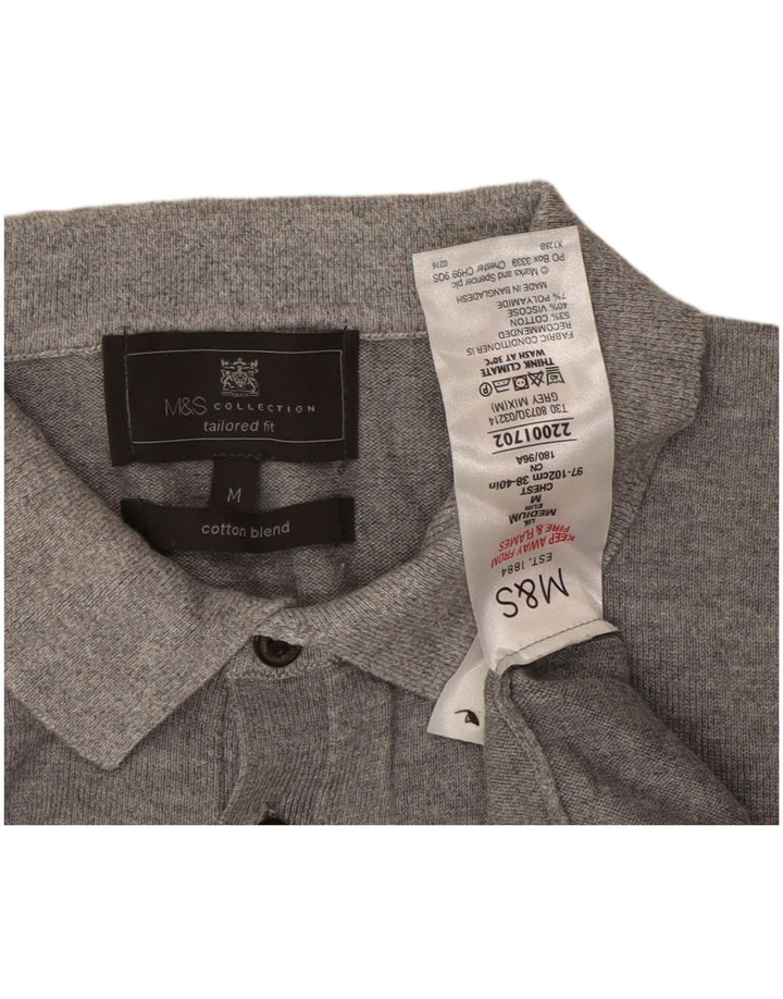 Marks & Spencer Mens Tailored Fit Polo Neck Jumper Sweater Medium Grey