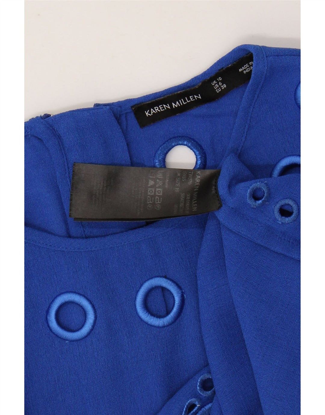 KAREN MILLEN Womens Oversized Crop Blouse Top UK 10 Small Blue Polyester