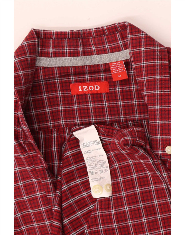Izod Mens Shirt Medium Burgundy Plaid Cotton