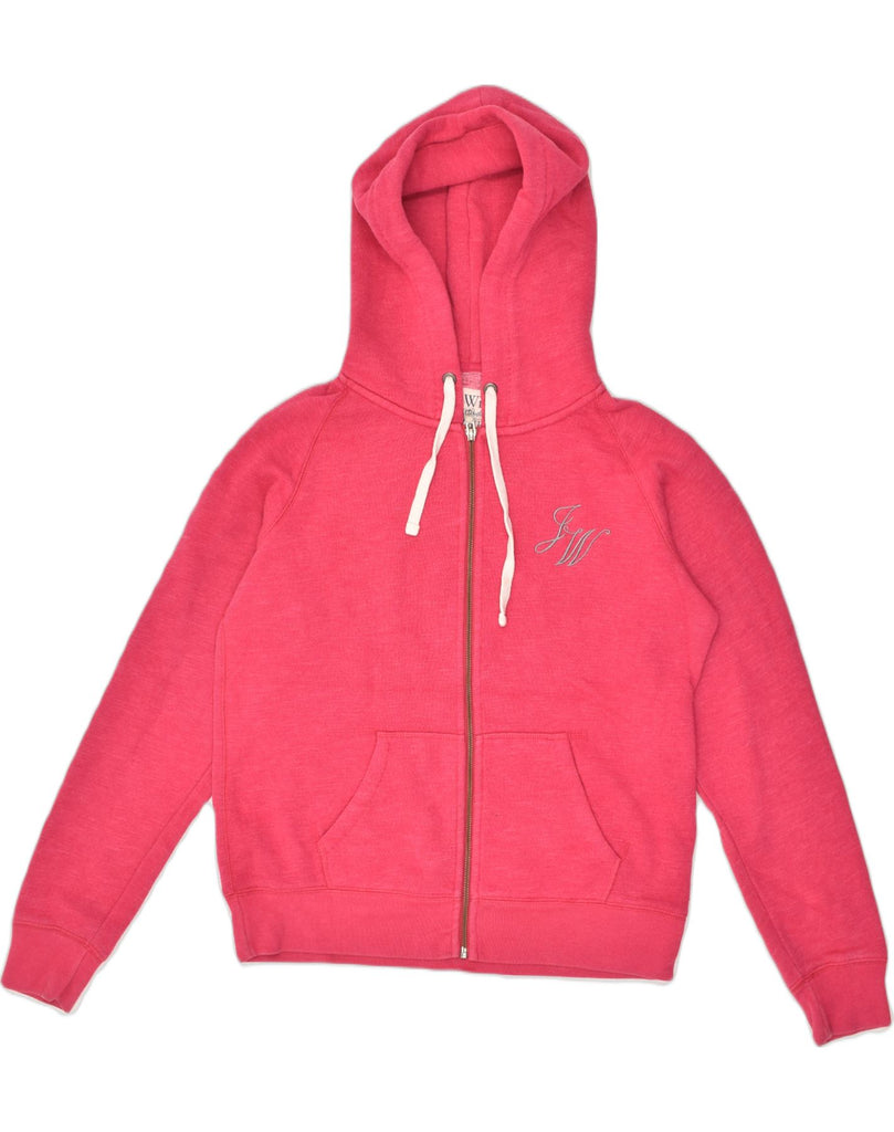 JACK WILLS Womens Zip Hoodie Sweater UK 14 Large Pink Cotton | Vintage Jack Wills | Thrift | Second-Hand Jack Wills | Used Clothing | Messina Hembry 