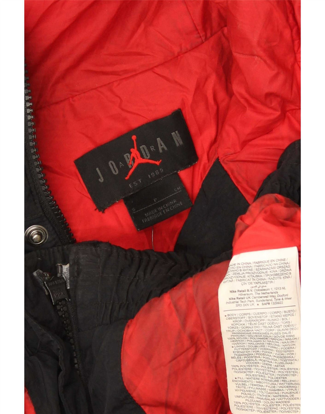 Jordan Mens Hooded Padded Jacket UK 36 Small Black Polyester