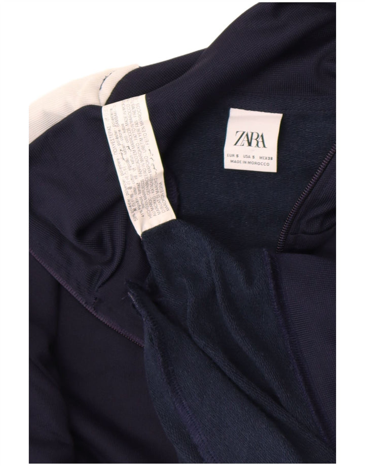 Zara Mens Tracksuit Top Jacket Small Navy Blue Colourblock Polyester