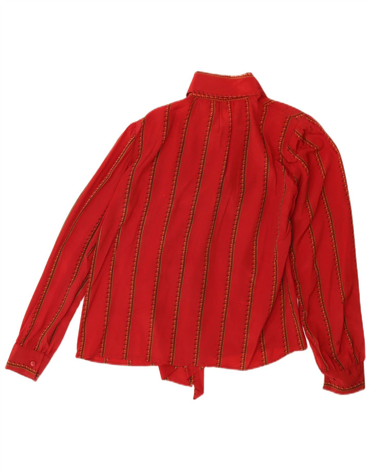 MIMMINA Womens Front Tie Long Sleeve Blouse Top UK 14 Large Red Striped