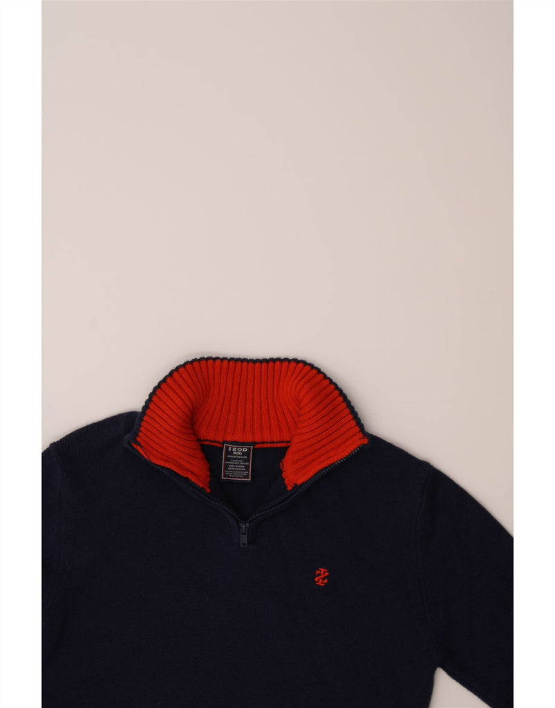 IZOD Boys Zip Neck Jumper Sweater 7-8 Years Medium Navy Blue Cotton Vintage Izod and Second-Hand Izod from Messina Hembry 