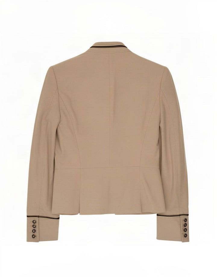 Zara Womens 4 Button Blazer Jacket UK 6 XS Beige Cotton