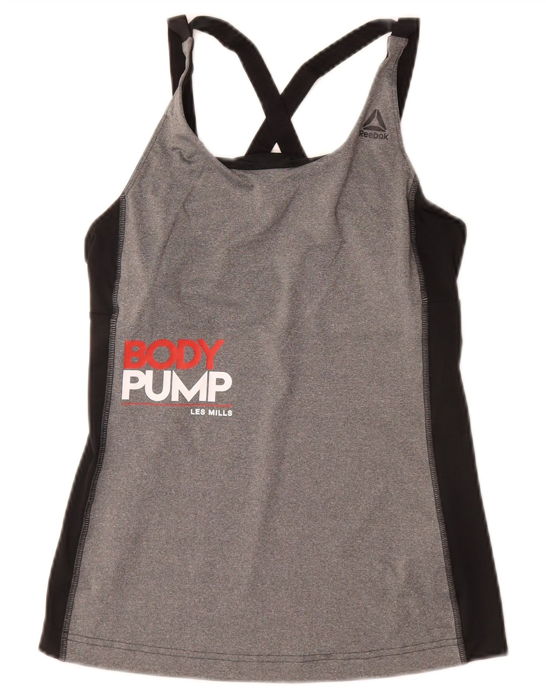 REEBOK Womens Les Mills Graphic Vest Top UK 4/6 XS Grey Colourblock