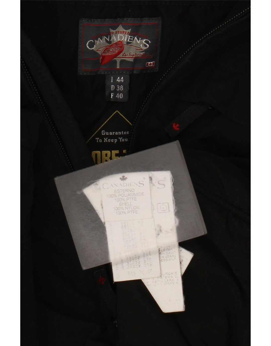 Canadiens Womens Hooded Windbreaker Jacket EU 38 Medium Black Polyamide