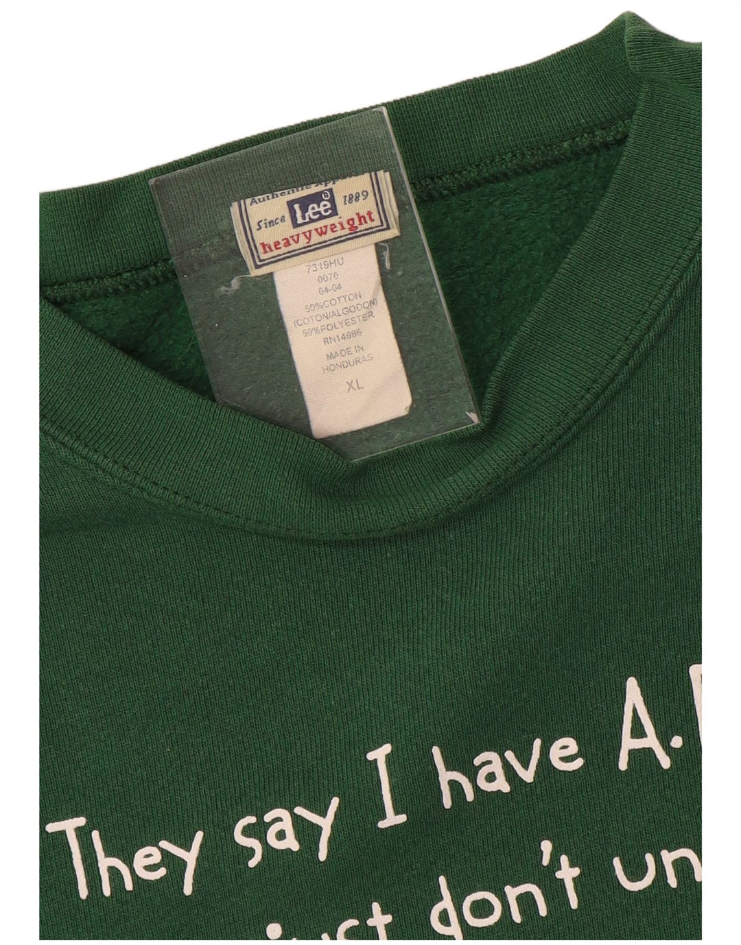 Lee Mens Graphic Sweatshirt Jumper XL Green Cotton