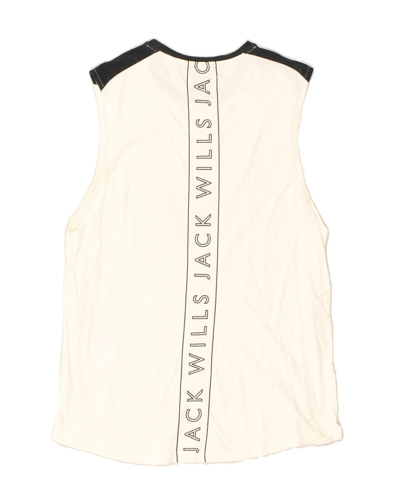 JACK WILLS Mens Graphic Vest Top Medium Off White Cotton | Vintage Jack Wills | Thrift | Second-Hand Jack Wills | Used Clothing | Messina Hembry 