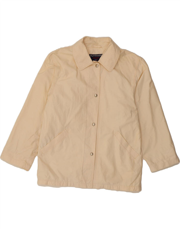 OUTRAGE Womens Oversized Bomber Jacket UK 8 Small Beige Polyamide Vintage Outrage and Second-Hand Outrage from Messina Hembry 
