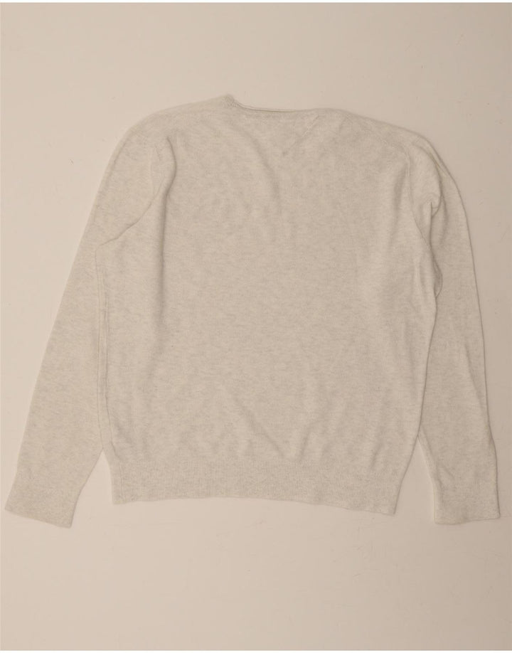 TOMMY HILFIGER Mens Crew Neck Jumper Sweater Large White Cotton Vintage Tommy Hilfiger and Second-Hand Tommy Hilfiger from Messina Hembry 