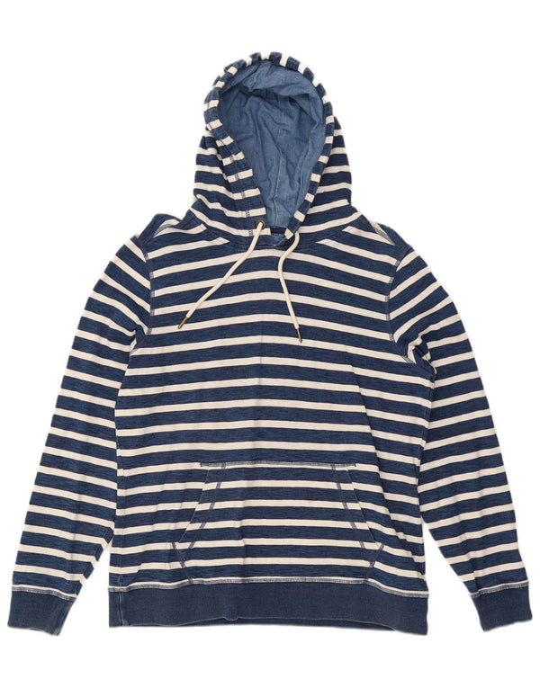 Fat Face Womens Hoodie Jumper UK 12 Medium Blue Pinstripe Cotton