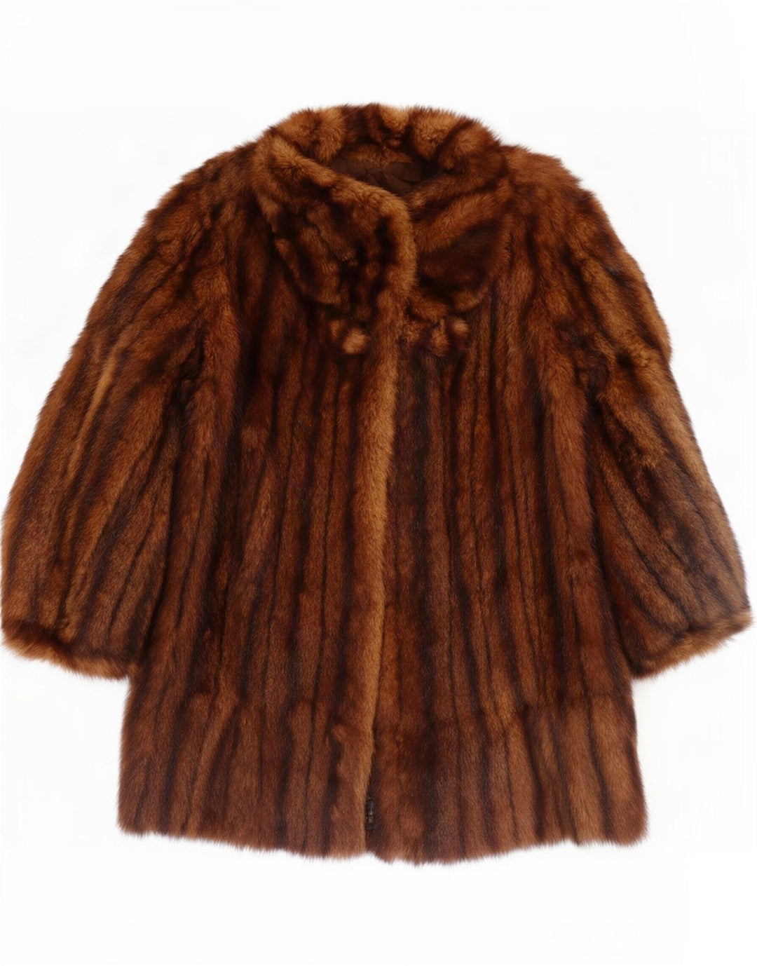 Vintage Womens Fur Coat UK 12 Medium Brown Animal Print