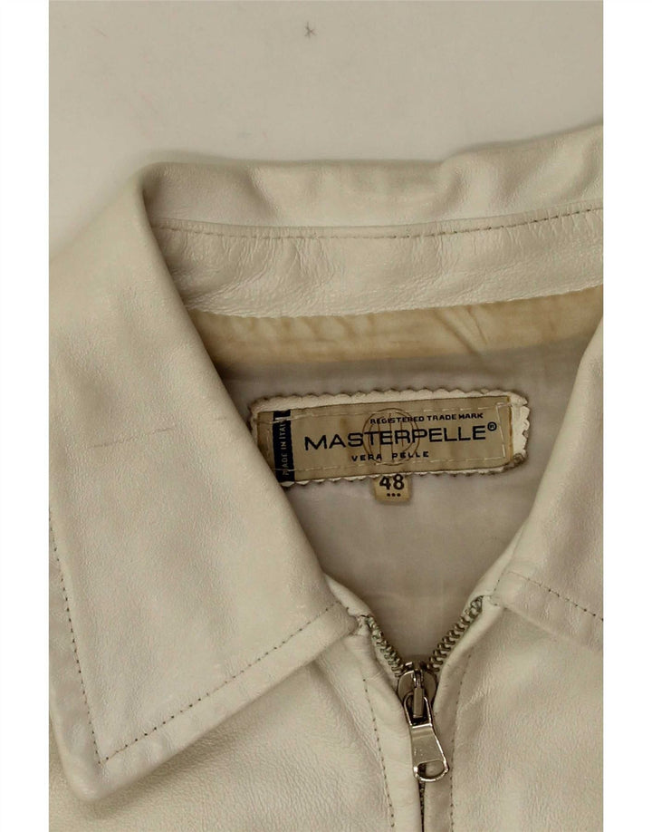 Masterpelle Womens Crop Leather Jacket IT 48 XL White Leather